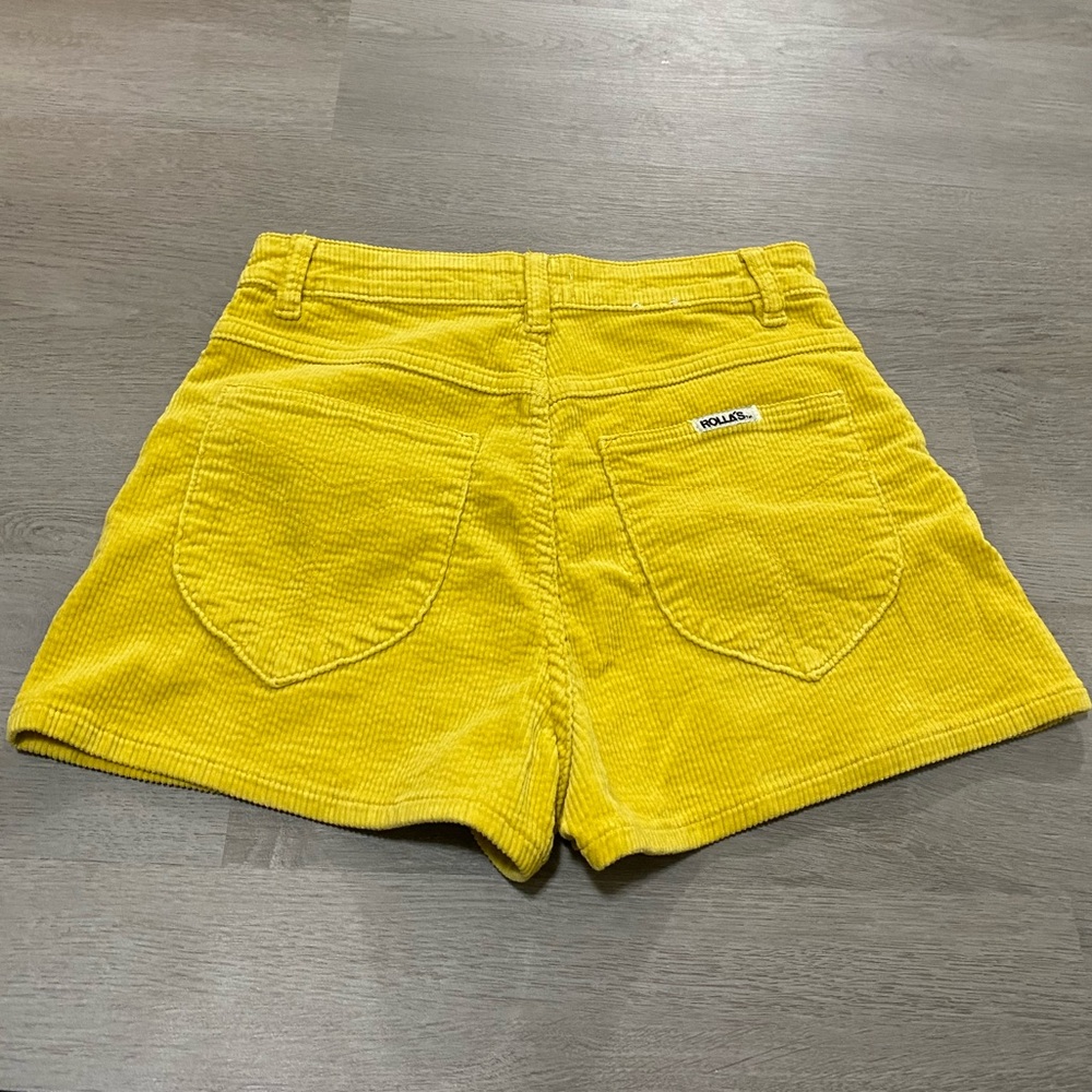 Rolla’s Dusters Cord Shorts 26 Yellow Gold Retro 70s High Rise Mustard Boho - Picture 4 of 9